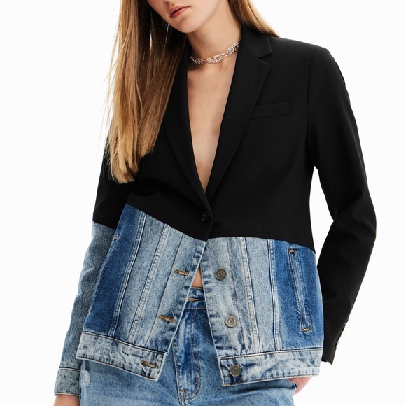 Desigual Jackets & Blazers - Desigual Slim Hybrid Bimaterial Blazer